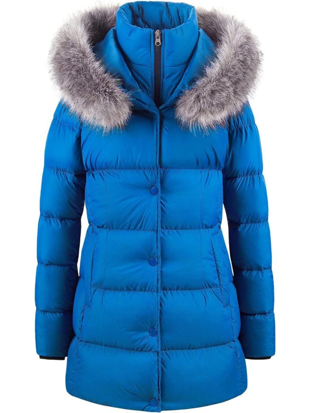 Cozy Women's Winter Snow Puffer Jacket with Removable Faux Fur Trim, Long Coat
